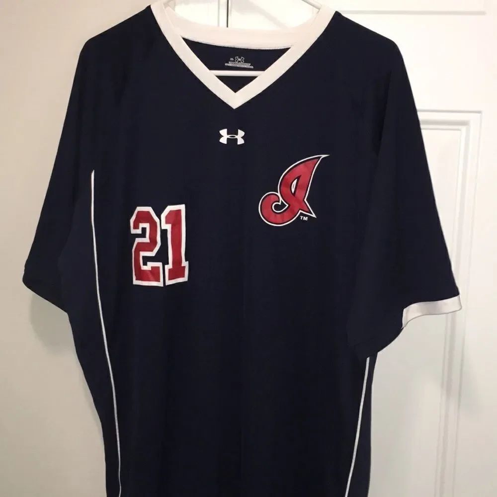 Vintage Burlington NC Cleveland Indians Anderson MILB a minor league jersey BLUE